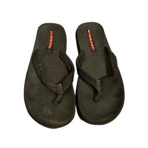 Prada Sport Men’s Authentic Solid Black Thong Flip Flops Sandals flip flops 8